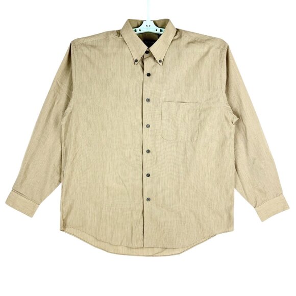 Van Heusen Men's Wrinkle-Free Stain Shield Button-Down Tan Shirt Size L 16-16.5 - Picture 1 of 9